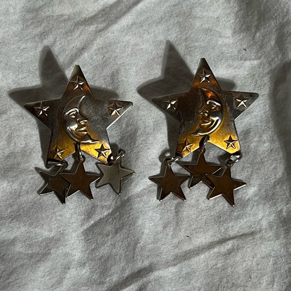 Star stud with dangling star earrings - Picture 2 of 3